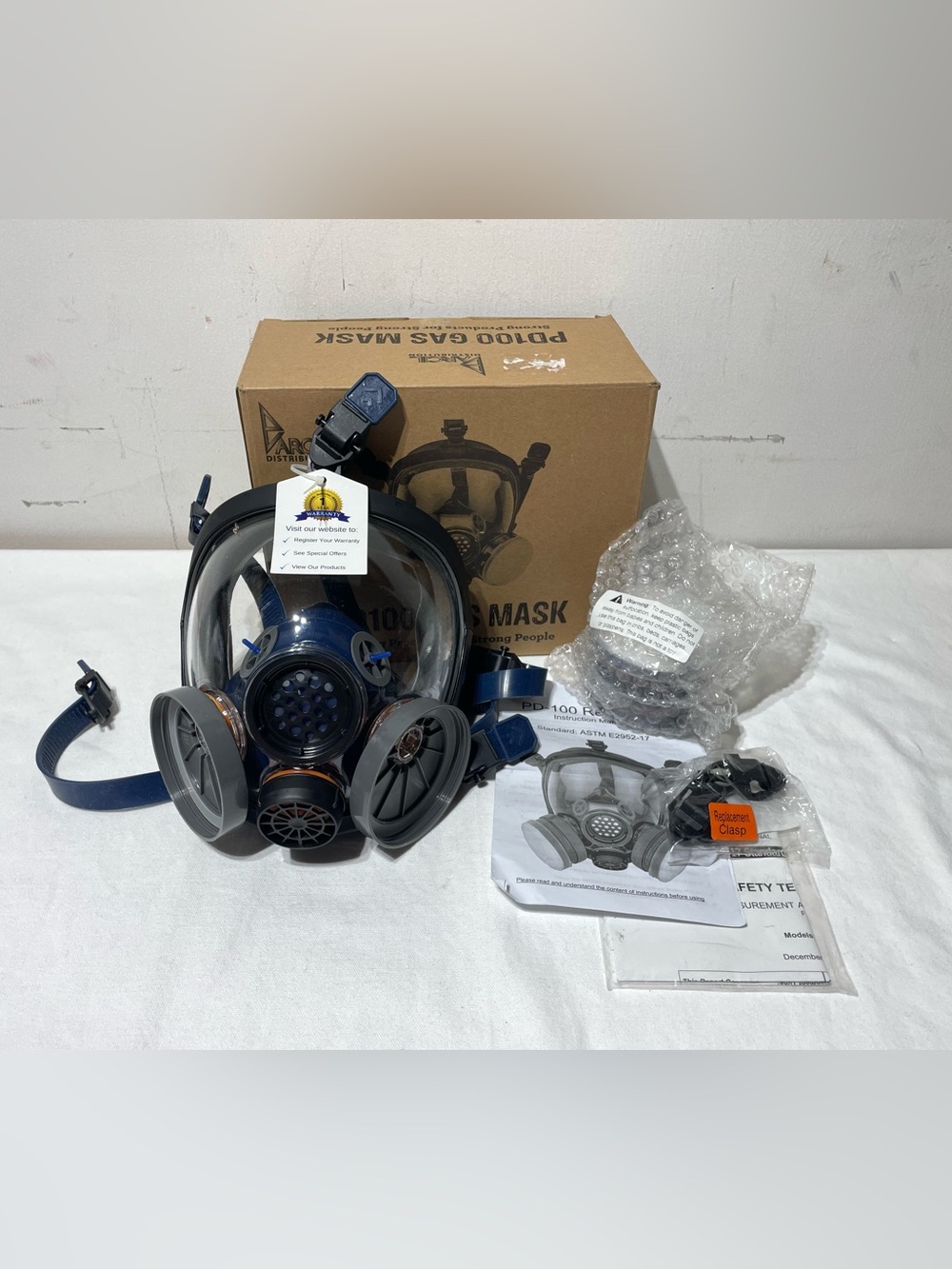 Parcil Distribution PD100 Full Face Gas Mask Respirator w/ Dual Filters NEW BOX